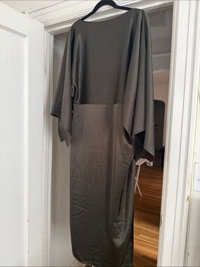 Olive Green Maxi Dress with Kimono Sleeves